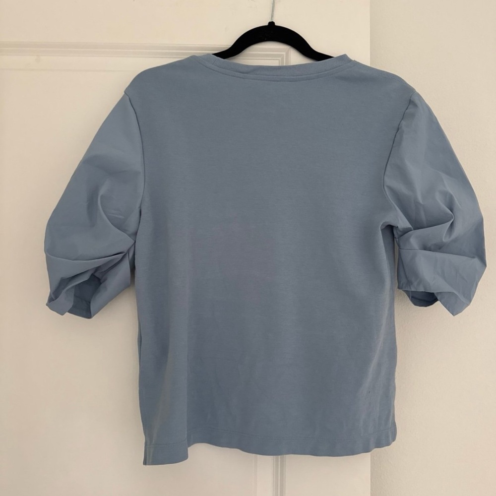 NEW Athleta women’s Harlow Hybrid Heron Blue color puff sleeve shirt top XXS XS - Picture 6 of 9